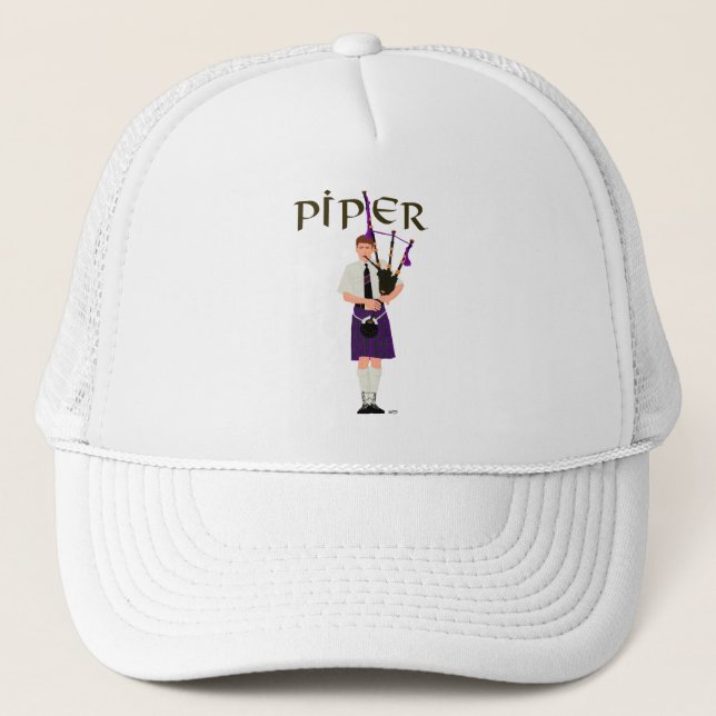 Gorra De Camionero PIPER Cuadro Púrpura (Anverso)