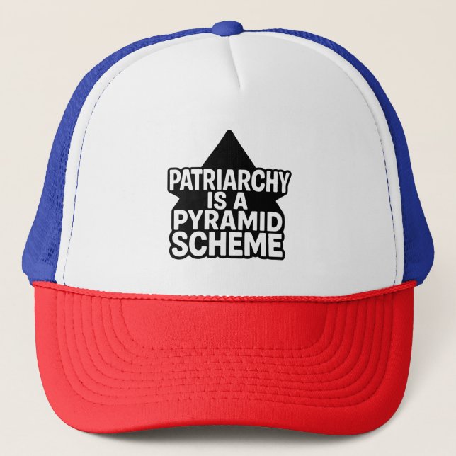 Gorra De Camionero Pirámide antipatriarcal en blanco y negro (Anverso)