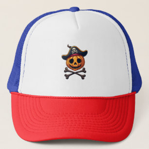 Gorra De Camionero Pirata de calabaza - camiseta de cráneo de Hallowe