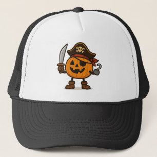 Gorra De Camionero Pirata de Halloween Jack-o-Lantern