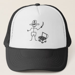Gorra De Camionero Pirata Stickman con el tesoro del pecho