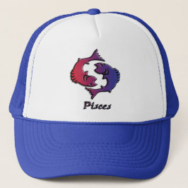 Gorra De Camionero Pisces Zodiac Rótulo de Nacimiento Rojo Púrpura ar
