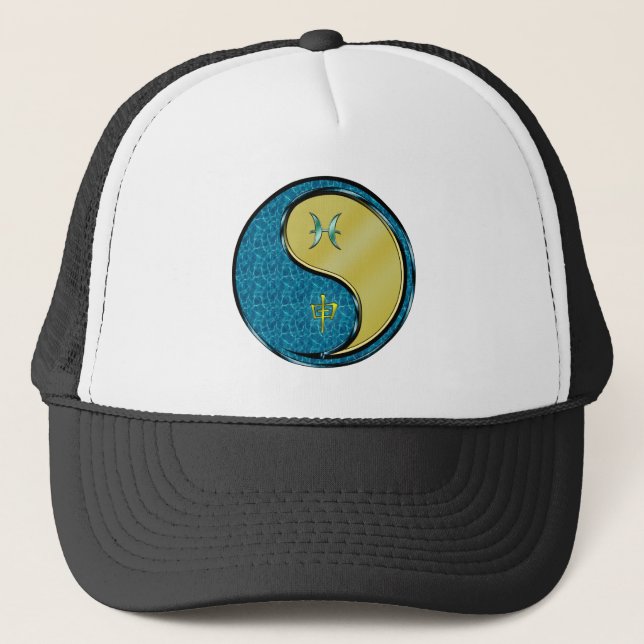 Gorra De Camionero Piscis y Mono de Metal (Anverso)