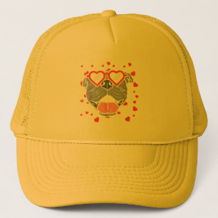 Gorra De Camionero Pitbull Face Glasses Día de San Valentín Mascota P