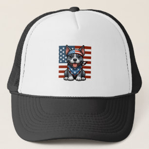 Gorra De Camionero Pitbull Patriótico Bandera Americana 4 de Julio Ba