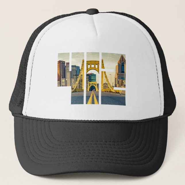 Gorra De Camionero Pittsburgh Pennsylvania Steel City Skyline 412 Can (Anverso)
