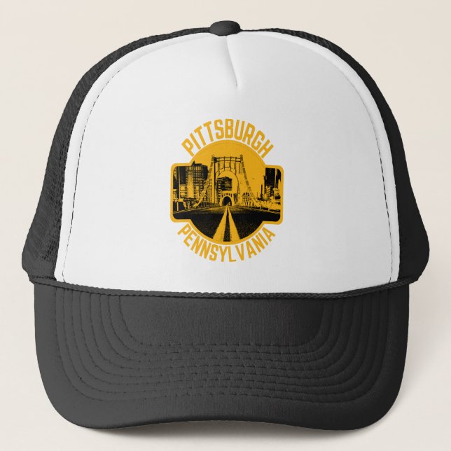 Gorra De Camionero Pittsburgh Steel City Skyline Bridge Pennsylvania (Anverso)