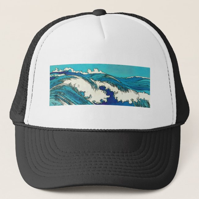 Gorra De Camionero PixDezines konen uehara olas oceánicas, 上 原 (Anverso)