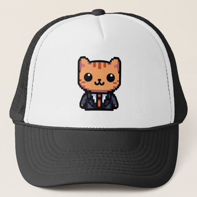 Gorra De Camionero Pixel Purrfection Cat (Anverso)