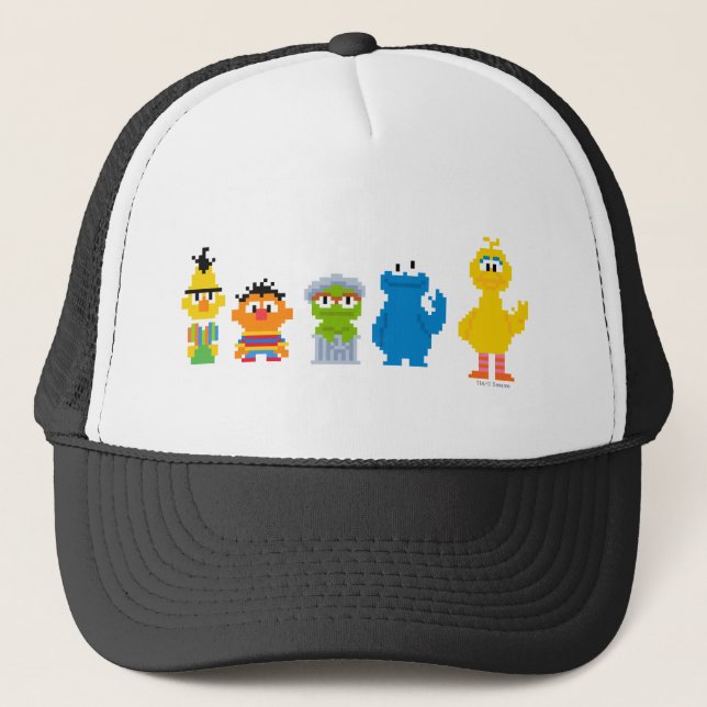 Gorra De Camionero Pixel Sesame Street Characters (Anverso)