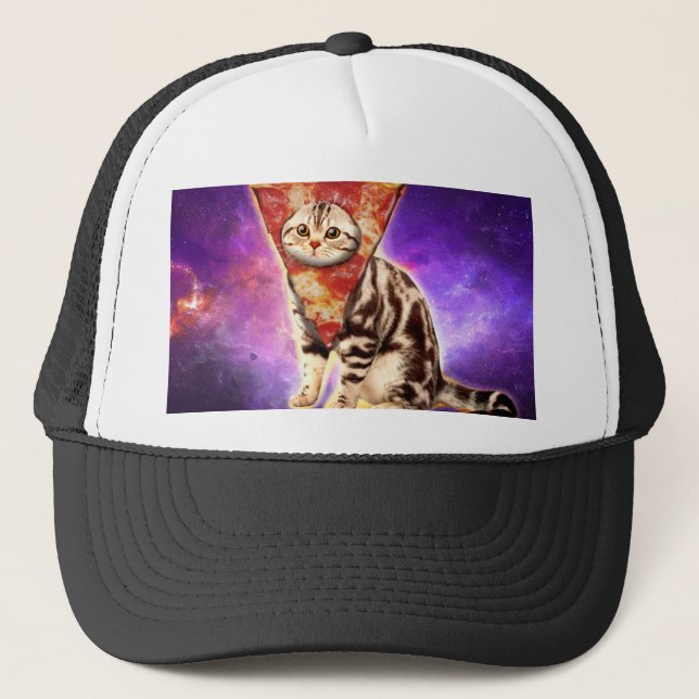 Gorra De Camionero Pizza de cabeza de gatito Kitty (Anverso)