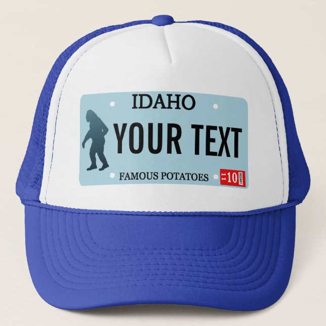 Gorra De Camionero Placa de licencia de Idaho Sasquatch (Anverso)