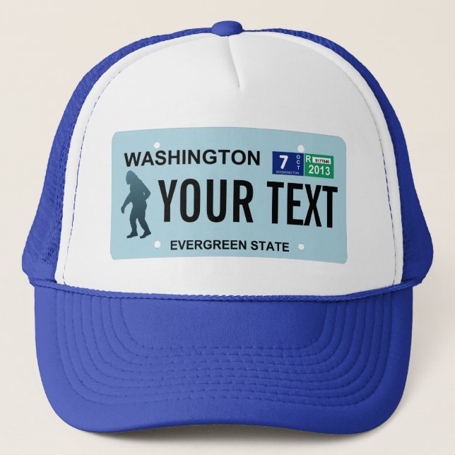 Gorra De Camionero Placa de licencia de Washington Sasquatch (Anverso)