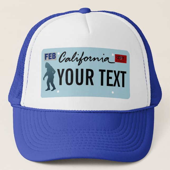 Gorra De Camionero Placa de licencia Sasquatch de California (Anverso)