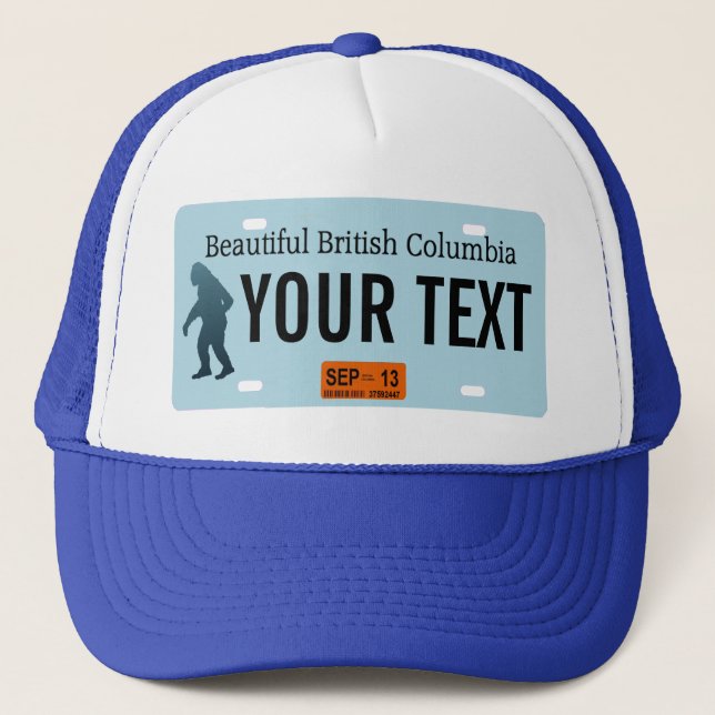Gorra De Camionero Placa de licencia Sasquatch de Columbia Británica (Anverso)