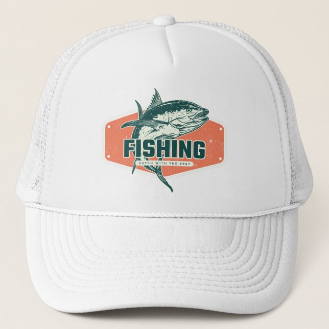 Gorra De Camionero Placa de pesca naranja quemada (Anverso)
