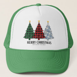 Gorra De Camionero Plaid Christmas Trees Holiday Charm Trucker Hat