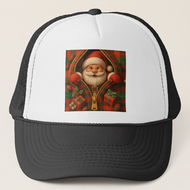 Gorra De Camionero Plaid Santa Claus Christmas Design  (Anverso)