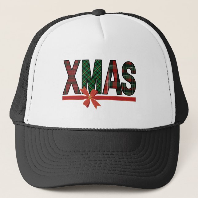 Gorra De Camionero Plaid XMAS Red Bow Trucker Hat (Anverso)