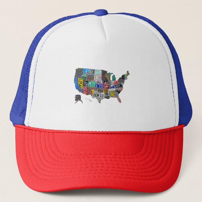 Gorra De Camionero Planta de licencia A de bandera de mapa de Estados (Anverso)