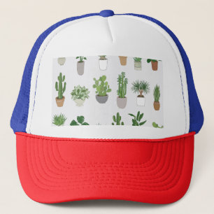 Gorra De Camionero Plantas domésticas, patrón de doodle vintage