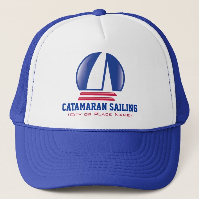 Gorra De Camionero plantilla Catamaran Sailing_Pontoon Carreras_BlueM (Anverso)
