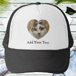 Gorra De Camionero Plantilla de corazón de texto de fotos de personal<br><div class="desc">Sube una foto, agrega texto y crea fácilmente tu gorra de fotos personalizado. Haga clic en PERSONALIZAR MÁS AÚN para cambiar el color del texto. Puede TRANSFERIR este DISEÑO a otros productos de Zazzle y ajustarlo para que se ajuste a la mayoría de los artículos de Zazzle. Los diseños de...</div>