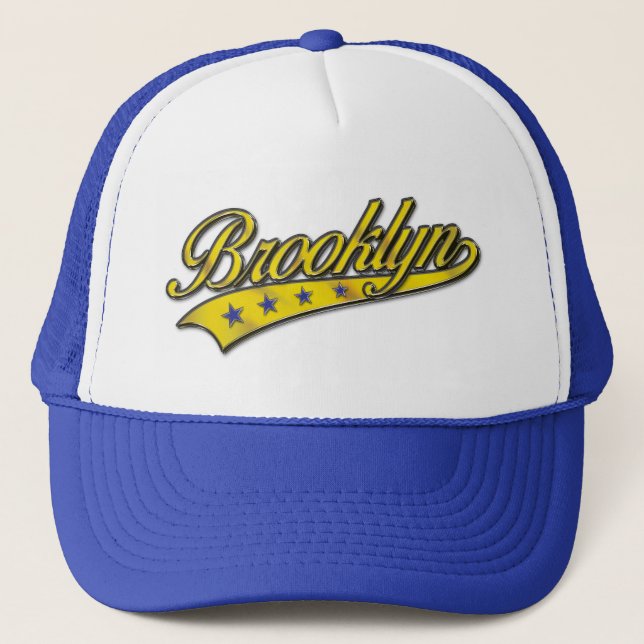 Gorra De Camionero Plantilla de diseño de Brooklyn Gold Swoosh (Anverso)