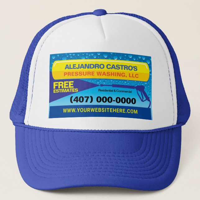 Gorra De Camionero Plantilla de lavado y limpieza a presión (alimenta (Anverso)
