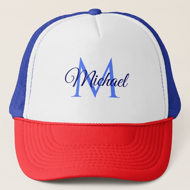 Gorra De Camionero Plantilla de nombre de letra inicial monograma de  (Anverso)