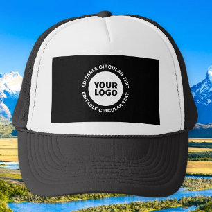 Gorra De Camionero Plantilla de texto circular editable y su logotipo