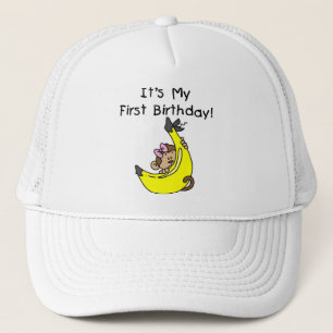 Gorra De Camionero Plátano - cumpleaños del mono del chica 1r