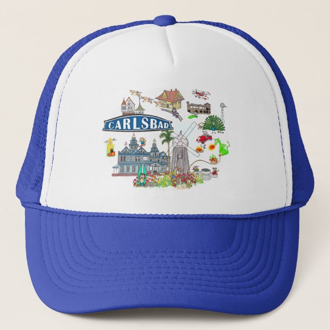 Gorra De Camionero Playa Carlsbad Ciudad Diversión (Anverso)
