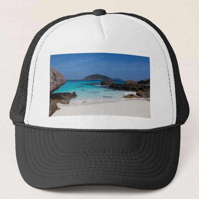 Gorra De Camionero Playa de arena blanca de Similan y mar azul turque (Anverso)