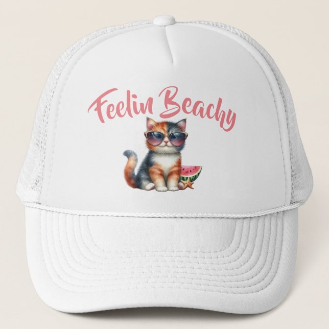Gorra De Camionero Playa de Feelin de Gato Cute (Anverso)
