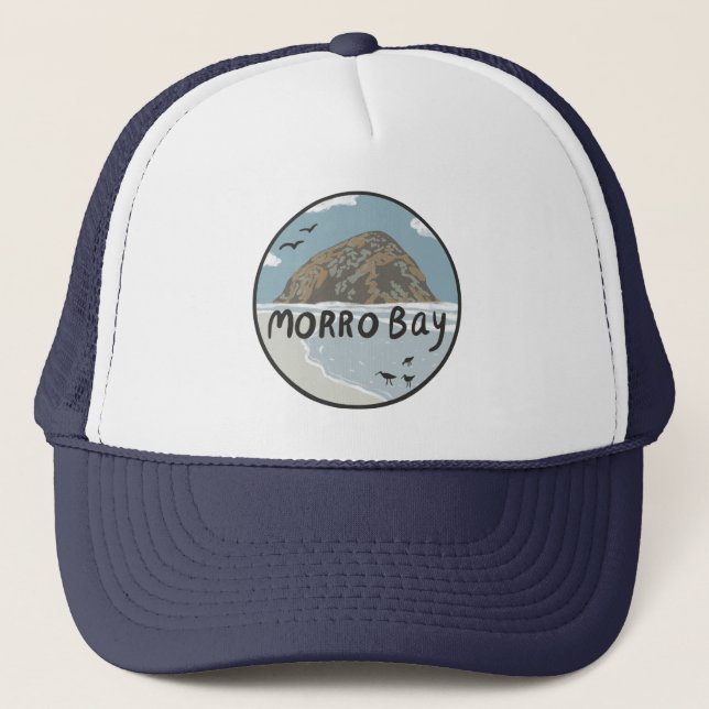 Gorra De Camionero Playa del Ilustracion de Morro Bay Central Califor (Anverso)