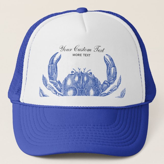 Gorra De Camionero Playa náutica del personalizado del cangrejo azul (Anverso)