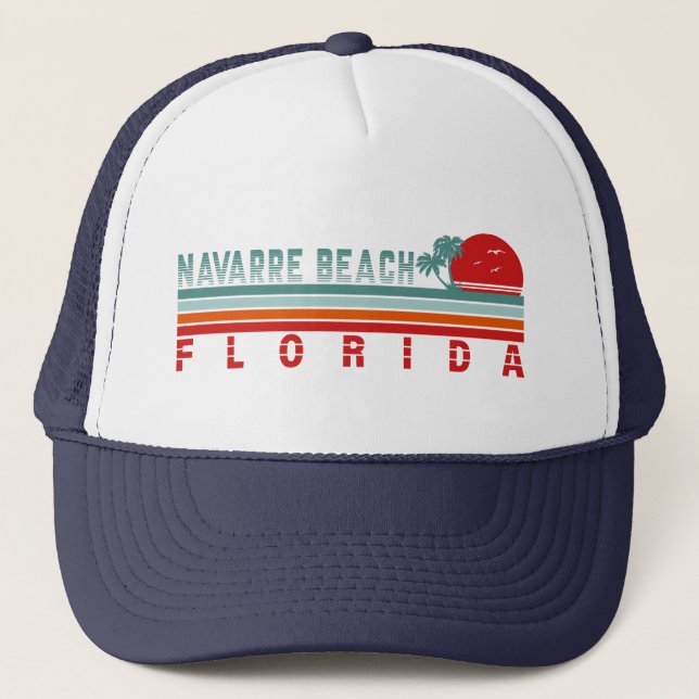 Gorra De Camionero Playa Navarre Florida Retro Sunset Palm Trees 60 (Anverso)