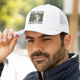 Gorra De Camionero Playera Funny Fishing Born to Fish Forced to Work