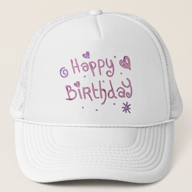 Gorra De Camionero Playful Happy Birthday Text (Anverso)