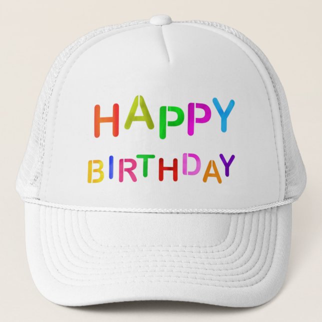 Gorra De Camionero Playful Happy Birthday Text (Anverso)