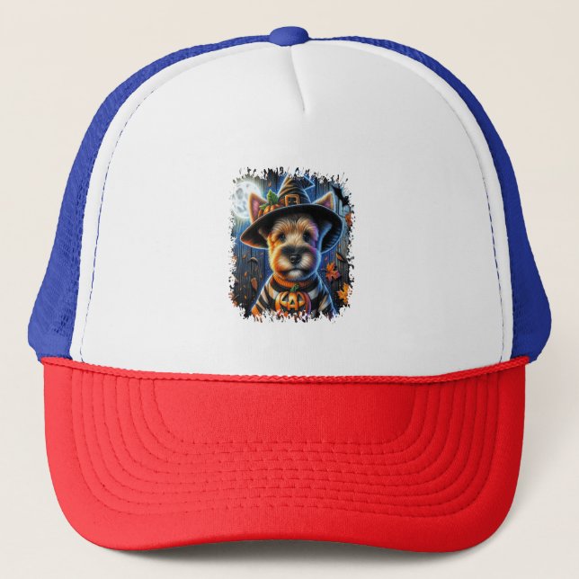 Gorra De Camionero Plaza de Halloween del Perro Terrier (Anverso)