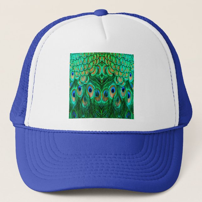 Gorra De Camionero Plumas de Pavo Real Gloriosas (Anverso)