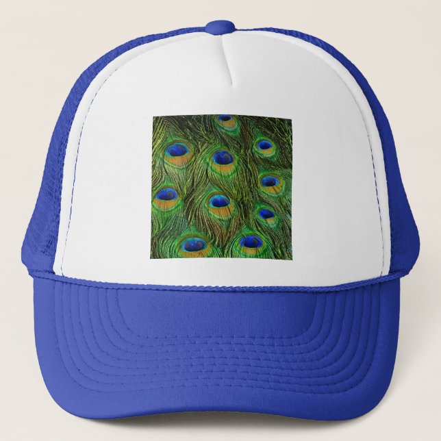 Gorra De Camionero Plumas Hermosas de Pavo Real (Anverso)