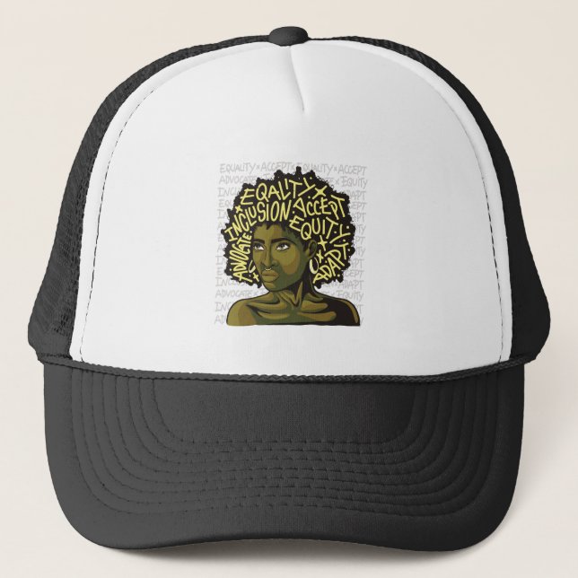 Gorra De Camionero Poderoso arte afro sobre equidad e inclusión (Anverso)