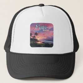 Gorra De Camionero Poipu Kauai Hawaii Beach Palm Tretro