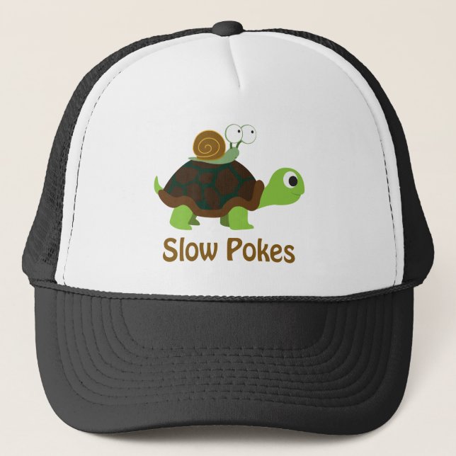 Gorra De Camionero Pokes lentos - Tortuga y caracol (Anverso)