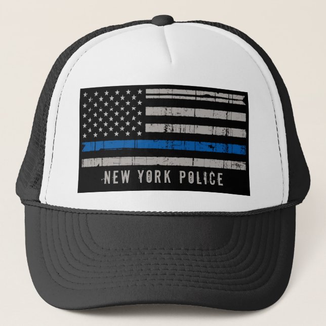 Gorra De Camionero Policía de Línea Azul delgada personalizada (Anverso)