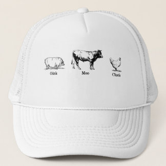Gorra De Camionero Pollo de vaca lechera retro Oink Moo Cluck