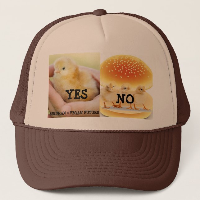 Gorra De Camionero ¿Pollo del VEGANO a disposición o en el bollo? (Anverso)